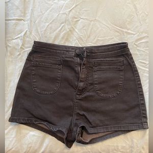 Women’s Black Denim High Waisted Shorts. Size 27.